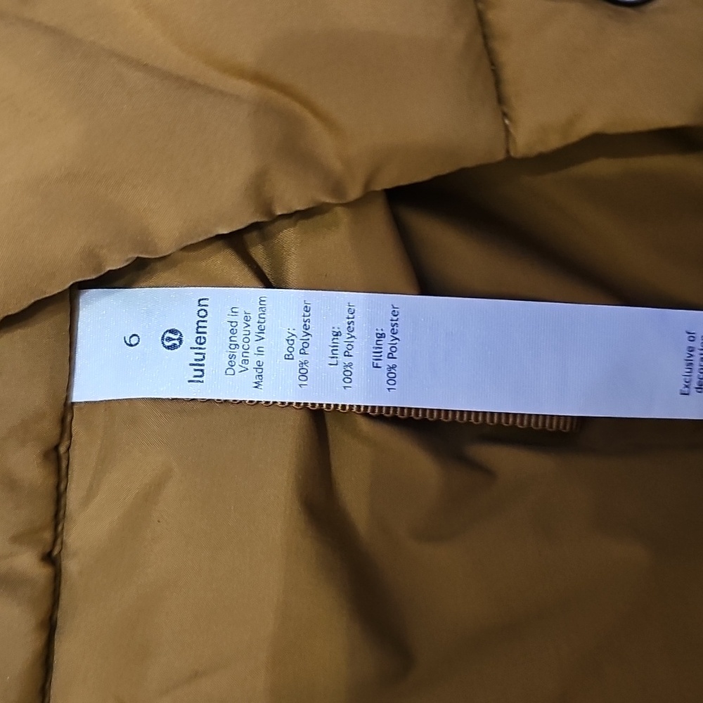 Size 6 Lululemon Pure Puff Winter Jacket Spiced Bronze - Picture 3 of 6